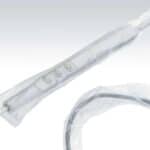 Sterile medical injection device with control buttons for minimally invasive procedures.