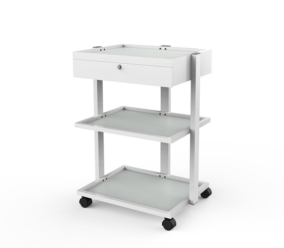 Silverfox 1040A Glass Shelf Medical Cart with Locking Drawer – Professional Spa Equipment