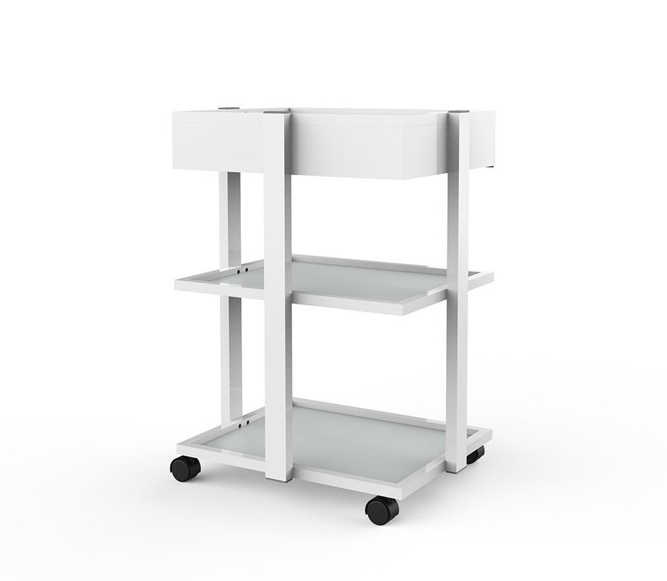 Silverfox 1040A – Glass Shelf Medical Cart with Locking Drawer | Professional Spa & Clinic Utility Trolley - Image 5