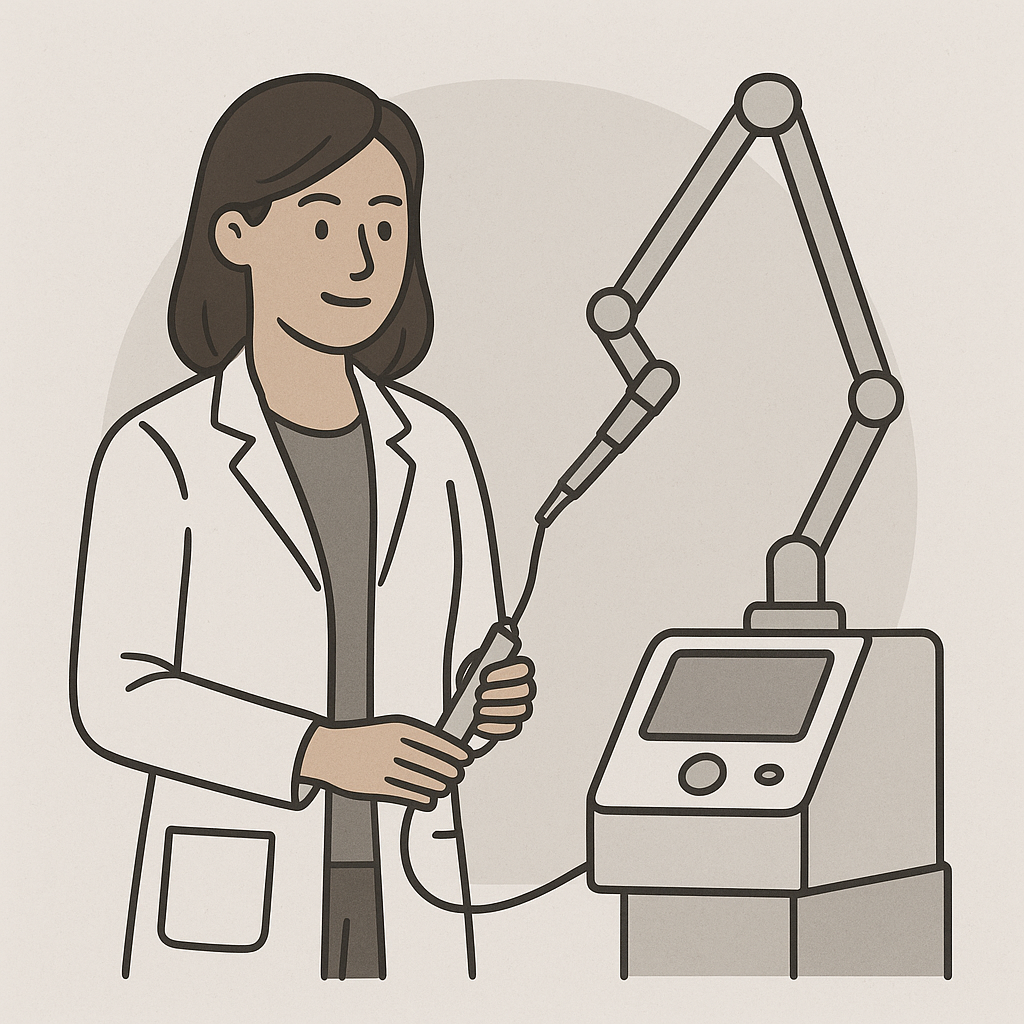 Cartoon of laser cartoon of service