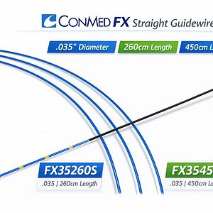 ConMed FX Straight Guidewires — .035″ Diameter, 260cm & 450cm Lengths (FX35260S, FX35450S)