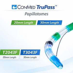 ConMed TruPass Papillotomes — 20mm & 30mm Working Lengths (T2043F, T3043F)